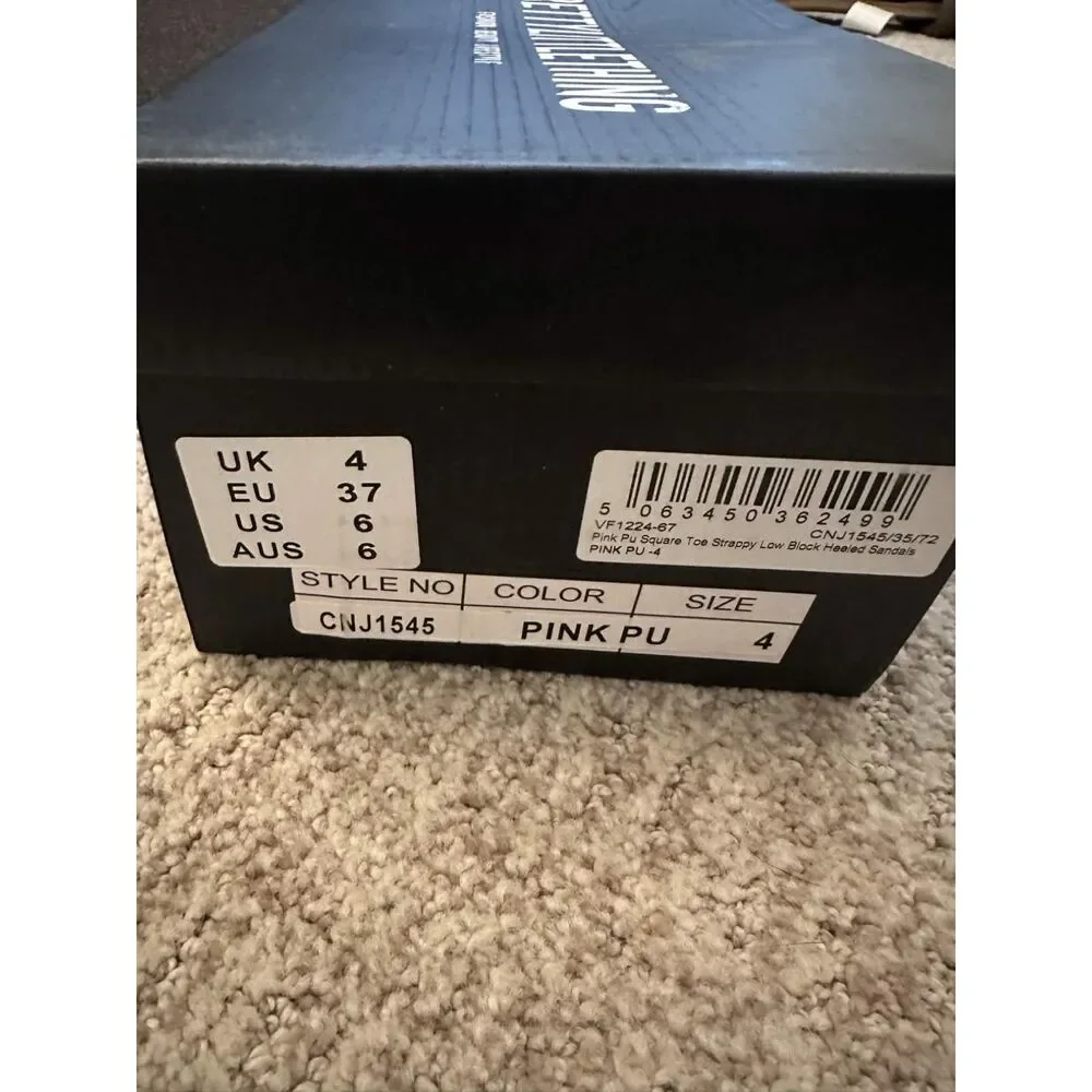 NWT PrettyLittleThing Pink Square Toe Strappy Block Heels Size 6 Barbie Pink - Picture 5 of 5